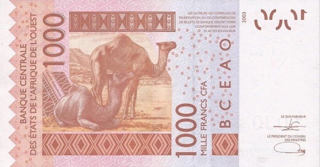 PN115A Ivory Coast W.A.S. A 1000 Francs Year 2021